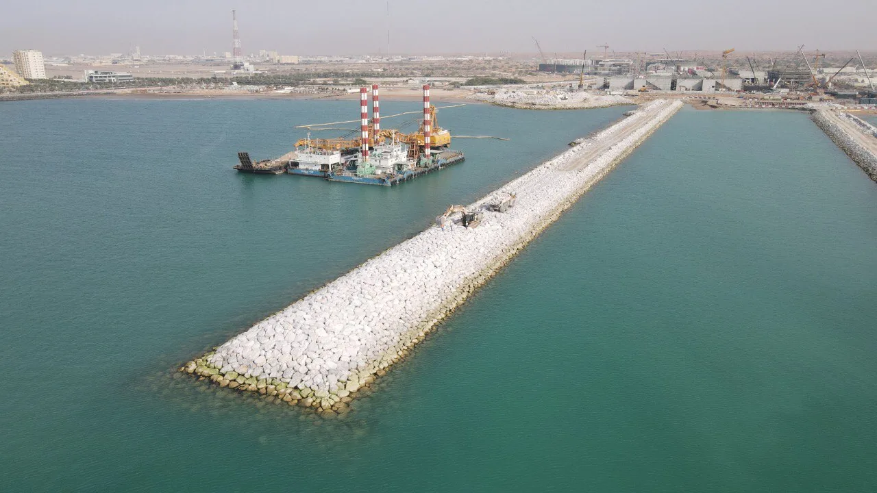 Rock breakwater and marine plant at NAQAA.
